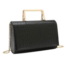 CHARMING TAILOR Small Crocodile Print Clutch Bag PU Alligator Handbag Women’s Clutch Purse (Black)