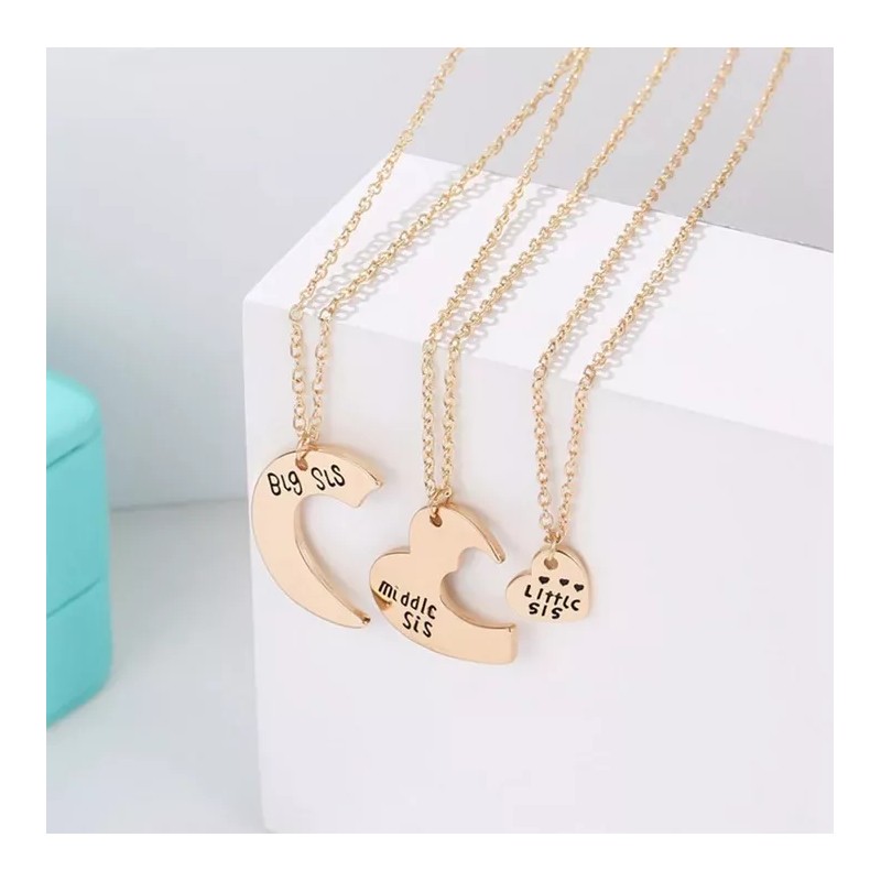 Deluxe 3 Collares Hermanas Amistad Amor 14 Febrero Regalo Corazón