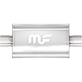 MagnaFlow Performance Exhaust Muffler 12215: 2.25"/2.25" Inlet/Outlet, 5x8x14" Oval, Stainless Steel, Satin Finish