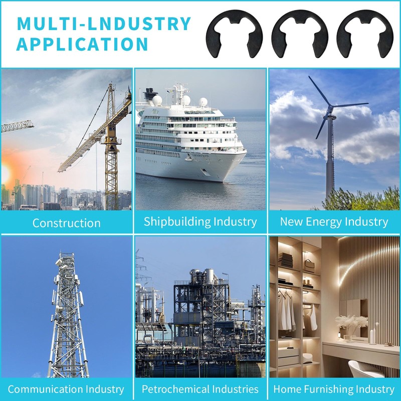 External Retaining Ring E-Clips Set, 450Pcs Snap Opening Ring Circlip