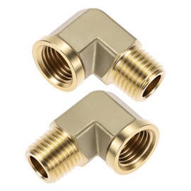QWORK 90 Degree Brass Street Elbow, 2 Pack 1/4" NPT Male x 1/4" NPT Female Forged Fitting, High-Temperature Brass Connector, NPT Pipe Fittings