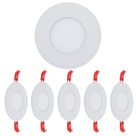 TEKLED LED Round Recessed Ceiling Light | Flat Panel Ultra Slim 85mm Downlight | 3W 200LM | for Home Kitchen Office Shop Industrial Use | 5700K Daylight | 5-Pack [Energy Class G]