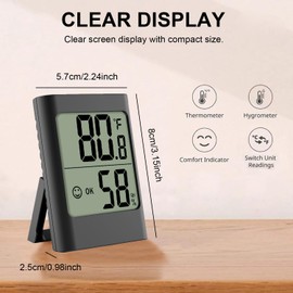 Maoskax Digital Hygrometer Thermometer Indoor LCD Room Temperature Gauge with Magnetism, Electronic Temperature and Humidity Meter for Home Greenhouse, Garden, Cellar, Office