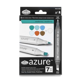 Royal & Langnickel Azure, 7pc Dual-Tip, Alcohol Based Marker Set, Includes - 6 Markers & 1 Blender,