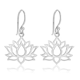 Unique Women's Earrings Lotus Flower 925 Sterling Silver Lotus Flower Earrings Lotus Jewellery for Women Teenagers, Sterling Silver