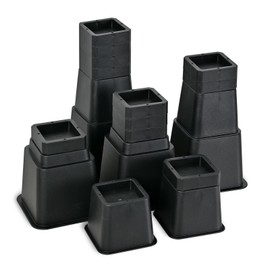 24 PCS Adjustable Bed Risers 12 Inch Heavy Duty, Furniture Risers Elevation in Heights 3, 4, 5, 6, 7, 8, 9, 10, 11, 12 Inch for Couch, Sofa, Table, Chair, Raisers Support up to 6,000 lbs, Black