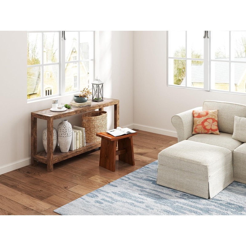 RUBAPOSM Solid Wood Accent Stool 18" Shower Bench Rustic Garden