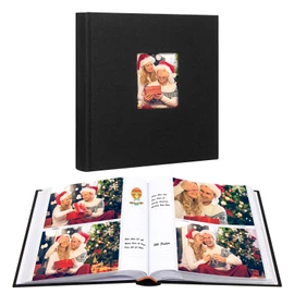 Aevdor 240 Pockets 5x7 Photo Album with Writing Space, Large Capacity Photo Album 5x7 Holds 240 Photos, Linen Cover Acid Free Photo Book with Memo for Baby Family Anniversary Wedding Pictures, Black