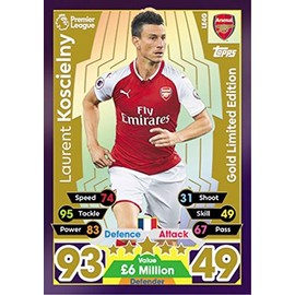 MATCH ATTAX 17/18 LAURENT KOSCIELNY GOLD LIMITED EDITION CARD LE4S - ARSENAL 2017/18