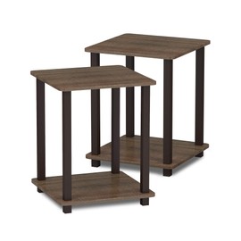 Furinno Simplistic Set of 2 End Table, Walnut/Brown