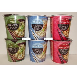 Trader Joe’s 3 Instant Ramen Soup, Miso, Chicken Flavor, Spicy Miso (Six Cups)