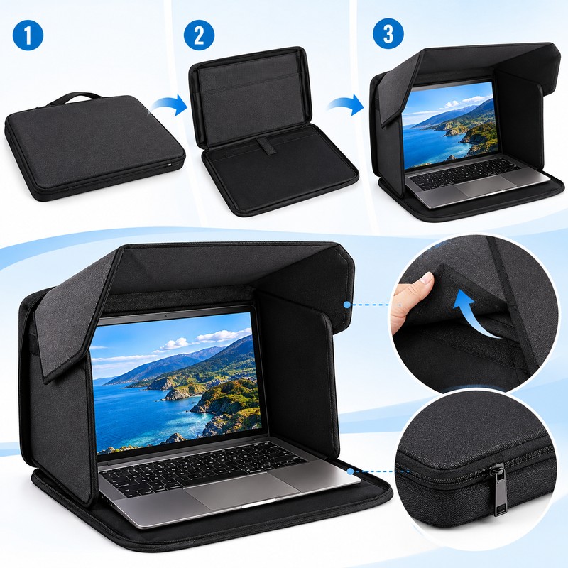 Foldable Laptop Sun Shade for Outdoor Work – Portable Privacy