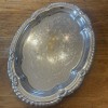 Irvinware Vtg~ Oval Serving/Bread Tray~Chrome Plated~Etched Design w/Scallop Rim 9x6.5”