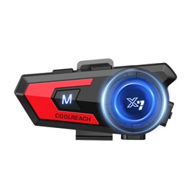 Khptop Motorcycle Helmet Bluetooth Headset,Sking Earphone,CVC Noise Cancellation Stereo Music Automatic answering,90 Hours Playing time High Sound Ultra-Thin Headset（Red）