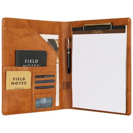 DUKE&COW Portfolio Binder - Personlized Clipboard Folio Compact Padfolio Engraved Leather Portfolio Legal Pad Holder, Ideal Padfolio for Men - Brown