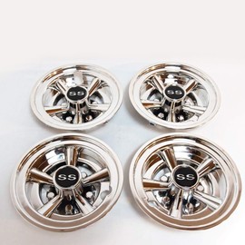 Chrome Golf Cart Hub Caps 8 inch Set of 4 SS Style-Fast