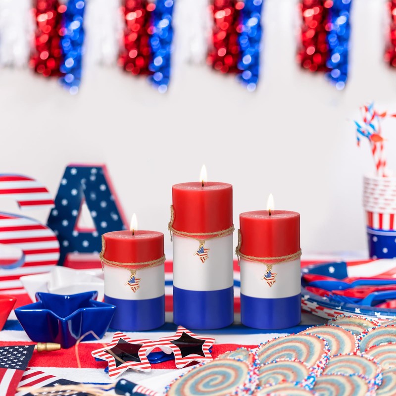 Conelist Set of 3 4th of July Pillar Candles White