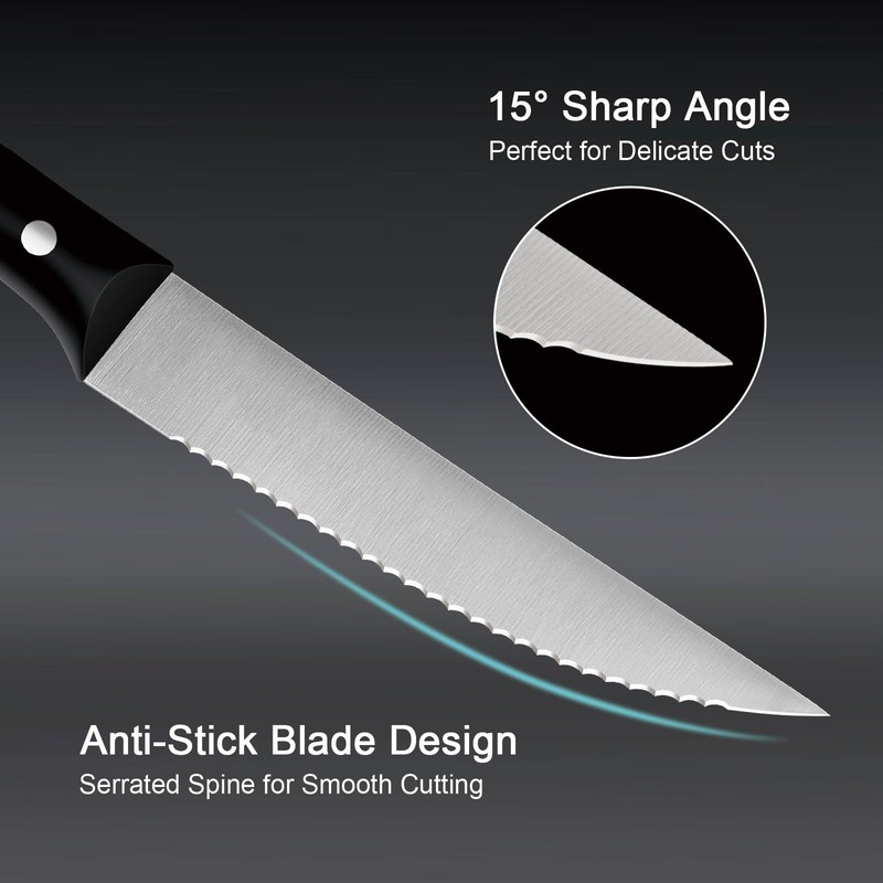 WANGMAZI Exquisite Steak Knife Set of 4,High-carbon Stainless Steel Forged,Lightweight