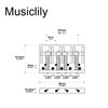 Musiclily Pro 19mm 4-String Bass Hardtail Bridge with Brass Saddles