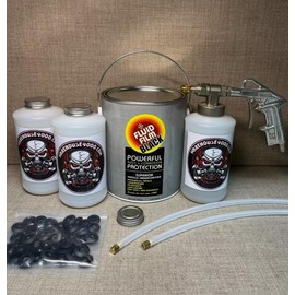Gallon FF Black, Pro Undercoating Spray Gun, 2 Wands, 3 White Quart Bottles, and 50 Rust Plugs