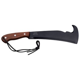Elk Ridge - Outdoors Fixed Blade Machete, Black Stainless Steel Blade, Full Tang, Brown Wood Handle, Nylon Sheath - Hunting, Camping, Survival - ER-MHT003BK