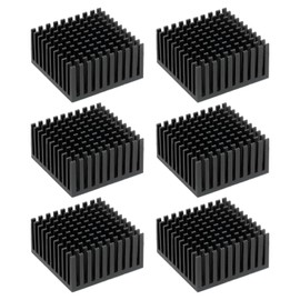 PATIKIL Heatsink 40x40x20mm, 6 Pcs Aluminum Cooler Radiator Heat Sink with Thermal Blue Sticker for Raspberry Pi Chip CPU Power Transistor FET IC Power Amplifier, Black