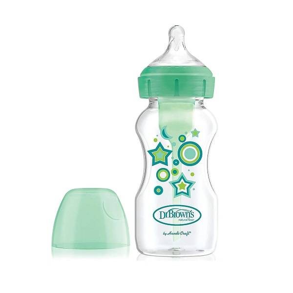 DR. BROWN'S NATURAL FLOW OPTIONS+ ANTI-COLIC BOTTLE WIDE NECK 270ML GREEN STARS