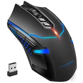 TERPORT S200 Mouse Inalámbrico para Juegos, Ratón con un Clic Silencioso Unico, Tecnología Inalámbrica 2.4G, 7 Botones, 5DPI Ajustables Hasta 2400,...