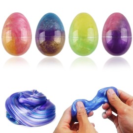 Galaxy Slime Egg, FainFun 4 Pieces Egg Slime Kit, Egg Slime Galaxy Kit for Children and Adults, Crystal Clay Slime Toy for Stress Relief, Eggs with Slime for Easter Basket Stuffers (Starry Sky)
