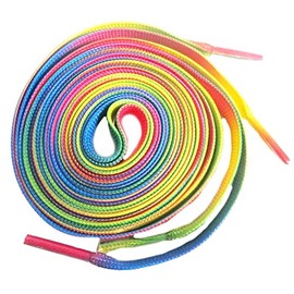 Shoeslulu 46" Premium Flat Laces Fashion Sneakers Shoes (46 in. (117 cm), Rainbow Pride)