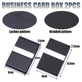 DKDDSSS 2 PCS Business Card Holder, Business Card Case Pocket, Business Name Card Holder, Credit Card Holder, Keep Business Cards in Immaculate Condition, for Travel and Work (Black)