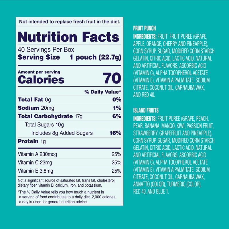 Welch's Fruit Snacks, Fruit Punch & Island Fruits, Individual Single