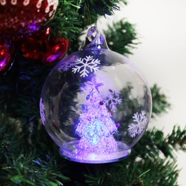 Christmas Tree Glass Snow Globe - Color Changing LED Ornament Decor Battery Operated Lighted for Christmas Tabletop Decorations Home Décor Kids' Gift(No Liquid No Music)