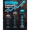Highwings 80Gbps Displayport Cable 2.1 3FT, 16K@60Hz, 8K@120Hz, 4K@240Hz, DP