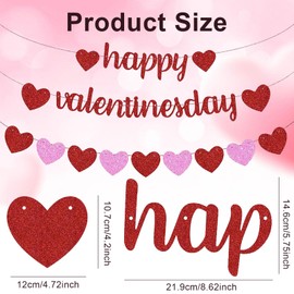 Happy Valentines Day Banner,Valentine's Decorations String with Heart - Hanging Oranment for Home Party Supplies,Love Bunting No DIY for Wedding Anniversary Themed Party Photo Props