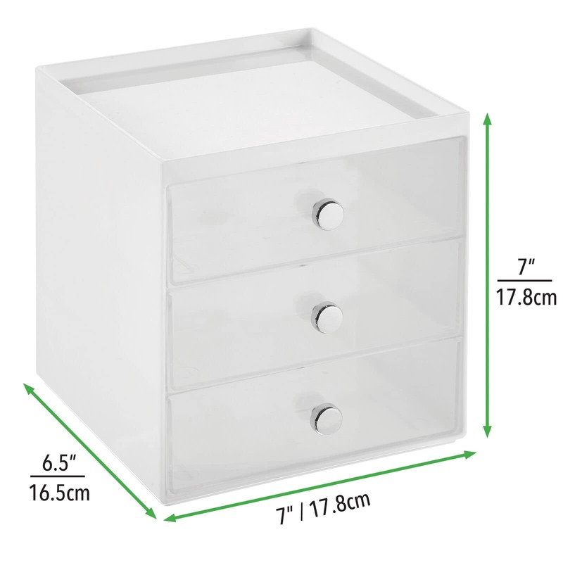 mDesign Makeup Organiser - Makeup Storage with 3 Drawers for