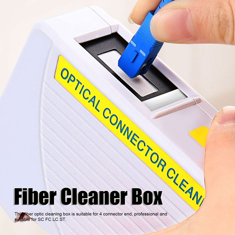 White Fiber Optic Cleaning Box Lightweight SC FC ST LC