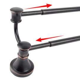 Double Towel Bar, Adjustable 14.96 to 26.57 inches Towel Holder Oil Rubbed Bronze Towel Rack Rustic Towel Hanger Bathroom Wall Mounted