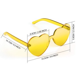 Maxdot Heart Shape Sunglasses Rimless Transparent Heart Glasses Party Favors (Transparent Yellow)