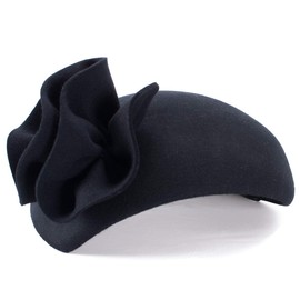 Lawliet Womens Teardrop Wool Felt Fascinator Tam Beret Casque Cocktail Hat A566 (Black)