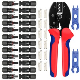 12 Pairs of Solar Plugs + Solar Crimping Pliers 2.5/4/6 mm² Male/Female Photovoltaic Solar Panel Plug Connector for Plug Cable Socket Coupling Solar System Cable Connector
