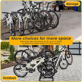 Floor Bike Rack for 6 Bikes, Safeguard Disc Brakes & Derailleurs Design, Waterproof Bicycle Stand Indoor/Outdoor/Garage Use, Fits 12"-29" Tires, Upgraded 0.63" Steel Tubes for Stability