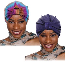 Woeoe African Turban Headwear Red Elastic Braid Beanie Cap India's Hat for Women and Girls