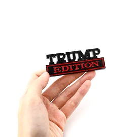 Trump Edition Emblem Car Side Rear Front Hood Trunk Door Badge 3D Decal Sticker Fit for Car Truck SUV (Trump, Black Red)