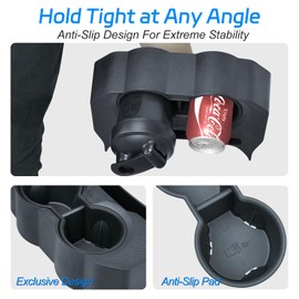 2-in-1 Jeep Rear Cup Holder with Removable Anti-Slip Pad and Dual Drink Tray, Floor Console Mounted Organizer with OEM-Style Fit, Easy to Install, Compatible with Jeep JL JLU & Gladiator JT 2018–2025
