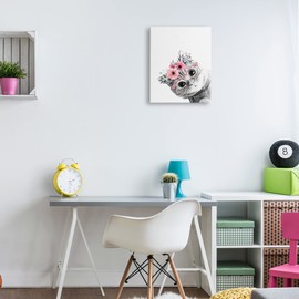 Stupell Industries Pink Flower Crown Cat Glasses Monochrome Simple, Design by Annalisa Latella