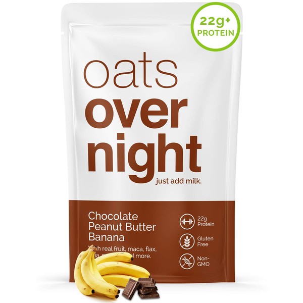 Oats Overnight - Chocolate Peanut Butter Banana (16 Pack) High Protein, Low Sugar Breakfast - Gluten Free, High Fiber, Non GMO Oatmeal (2.7oz per pack)