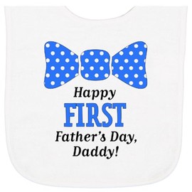 inktastic Happy First Father's Day, Daddy- Bow Tie Baby Terry Cloth Bib White 424c9