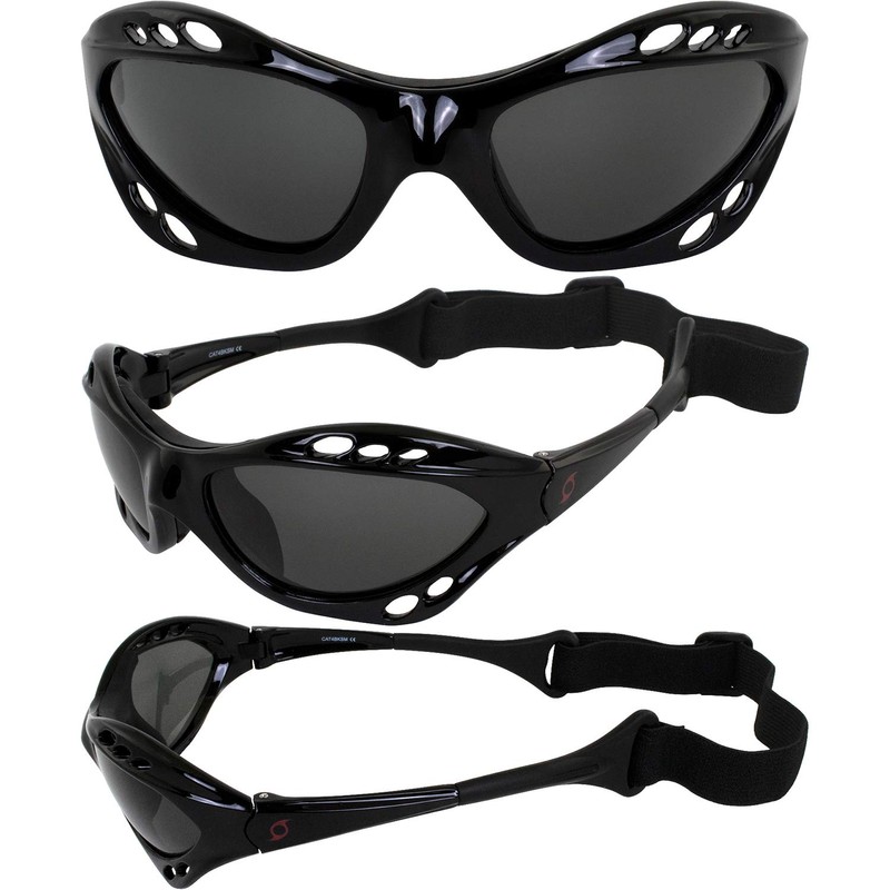 Hurricane Eyewear Category-4 Polarized Jet Ski Floating Goggles Black Padded