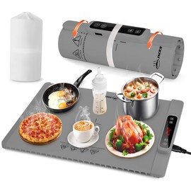 IMXSUMDA Food Warming Mat for Food, Electric Warming Tray with Full Surface Heating,5 Level Temperature,4 Hours Timer, Switchable Fahrenheit/Celsius,Roll Up Food Warmers for Parties Buffet Daily Use